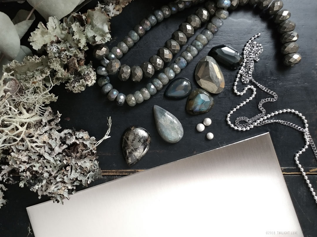 Twilight Luxe | Semi-Precious Cabochons, Gemstone Beads, and Sterling Silver Sheet and Chain. Materials for Custom Jewelry Design