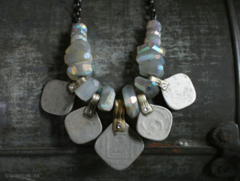 Twilight Luxe | AB Moonstone & Vintage Tribal Coin Assemblage Necklace