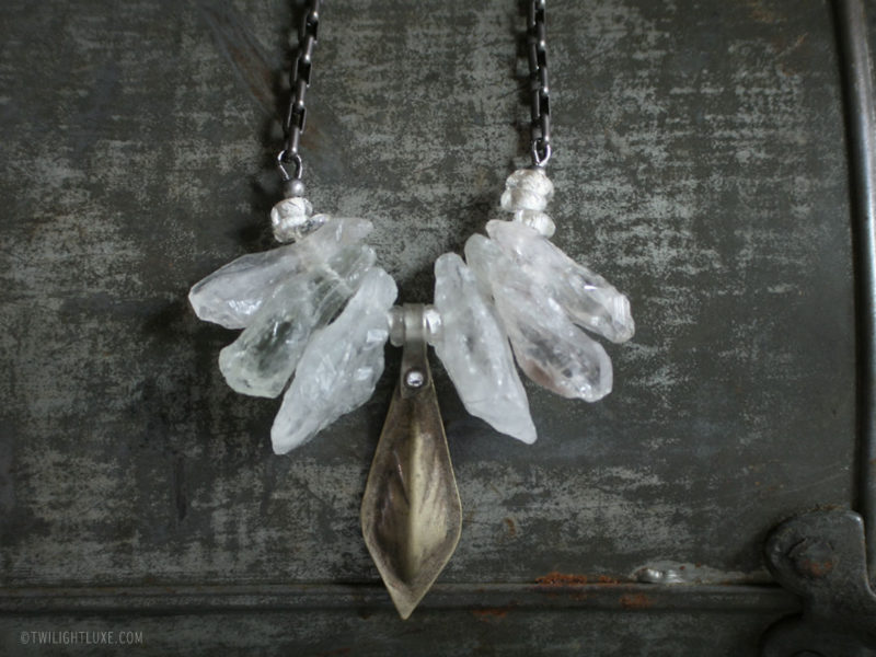 Twilight Luxe | Fluorite Points & Vintage Tribal Charm Assemblage Necklace