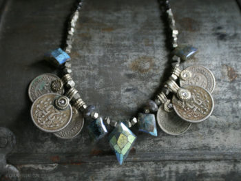 Twilight Luxe | Labradorite Kites & Vintage Tribal Coins Necklace