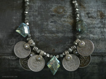 Twilight Luxe | Labradorite Shields & Vintage Tribal Coins Necklace