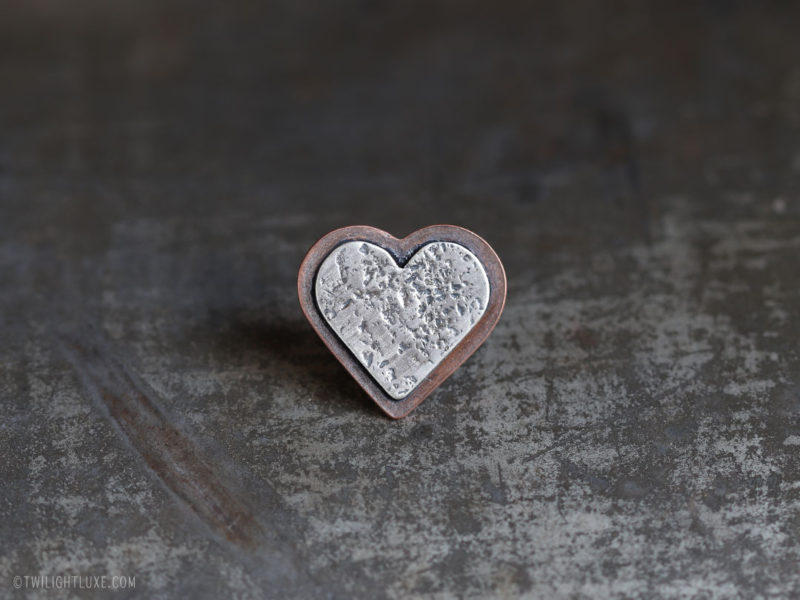 Twilight Luxe | Hope Collection | Sterling Silver & Copper Heart Pin