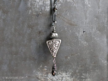 Twilight Luxe | Quartz Crystal, Pyrite, & Tibetan Repousse Bead Long Assemblage Necklace