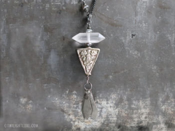 Twilight Luxe | Quartz Crystal, Labradorite, & Tibetan Repousse Bead Long Assemblage Necklace