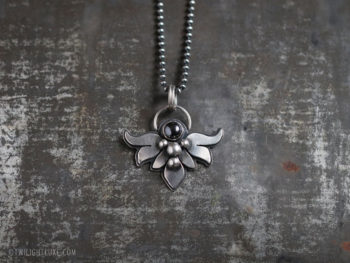 Twilight Luxe | Renewed Hope | Sterling Silver & Hematite Aralia Leaf Necklace