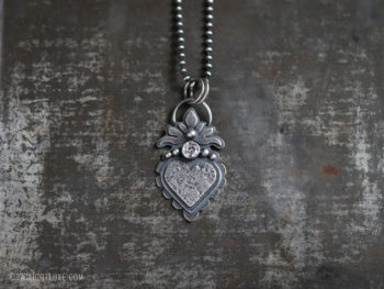 Twilight Luxe | Renewed Hope | Sterling Silver & CZ Sacred Heart Necklace