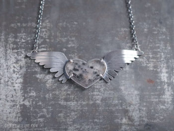 Twilight Luxe | Renewed Hope | Sterling Silver, Super Seven Winged Heart Necklace