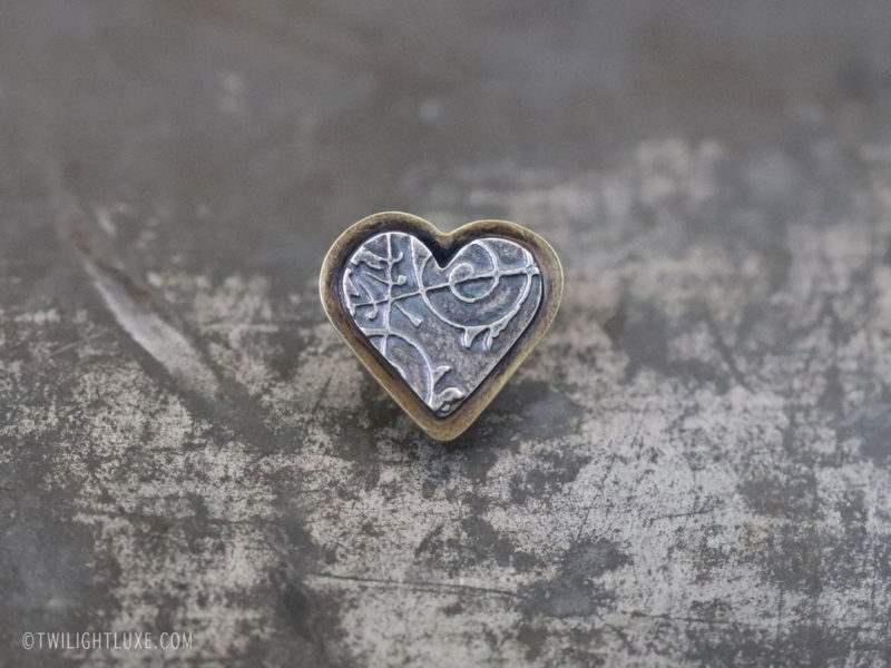 Twilight Luxe | Renewed Hope | Sterling Silver & Brass Hope Heart Pin