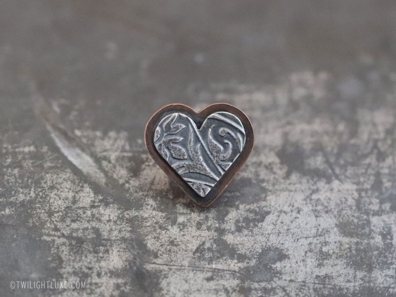 Twilight Luxe | Renewed Hope | Sterling Silver & Copper Hope Heart Pin