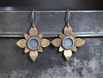 Twilight Luxe | FLORET | Sterling Silver & Brass Flower Earrings