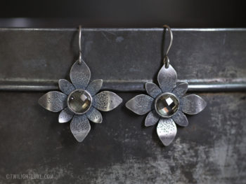 Twilight Luxe | FLORET | Sterling Silver Pyrite Doublet Flower Earrings