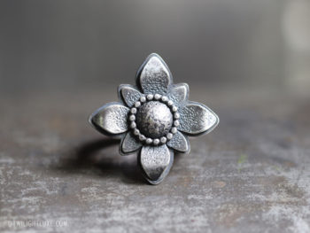 Twilight Luxe | FLORET | Sterling Silver Textured Floral Ring