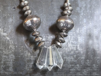 Twilight Luxe | Bohemian Crystal & Silver Metal Beads Statement Necklace