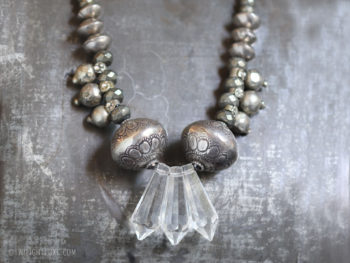 Twilight Luxe | Bohemian Crystal, Silver Metal Beads, Pyrite, & Banjara Gungaroo Statement Necklace