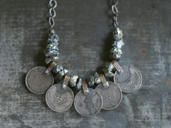Twilight Luxe | Pyrite & Vintge Kuchi Coin Assemblage Necklace